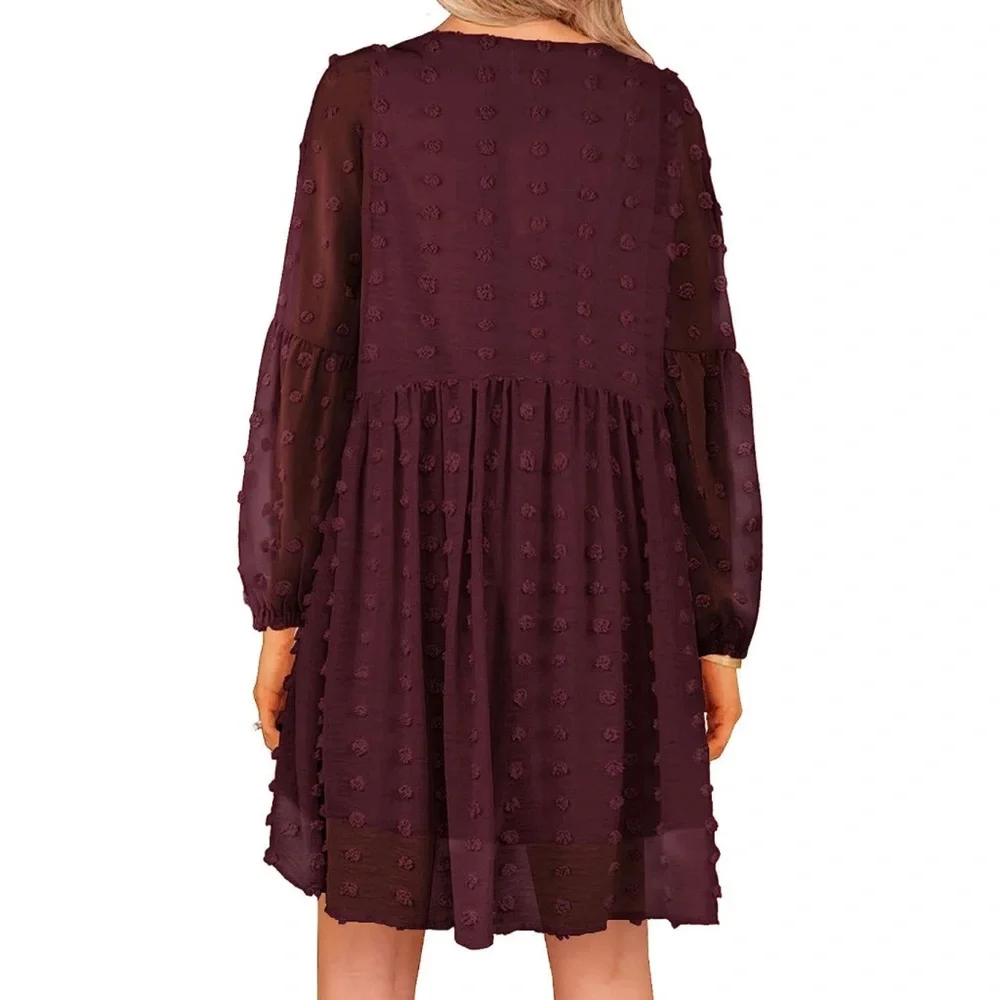 NWT XXL MIHOLL Women's V Neck Short Sleeve Ruffle Loose Summer Flowy Mini Dress - Picture 2 of 13